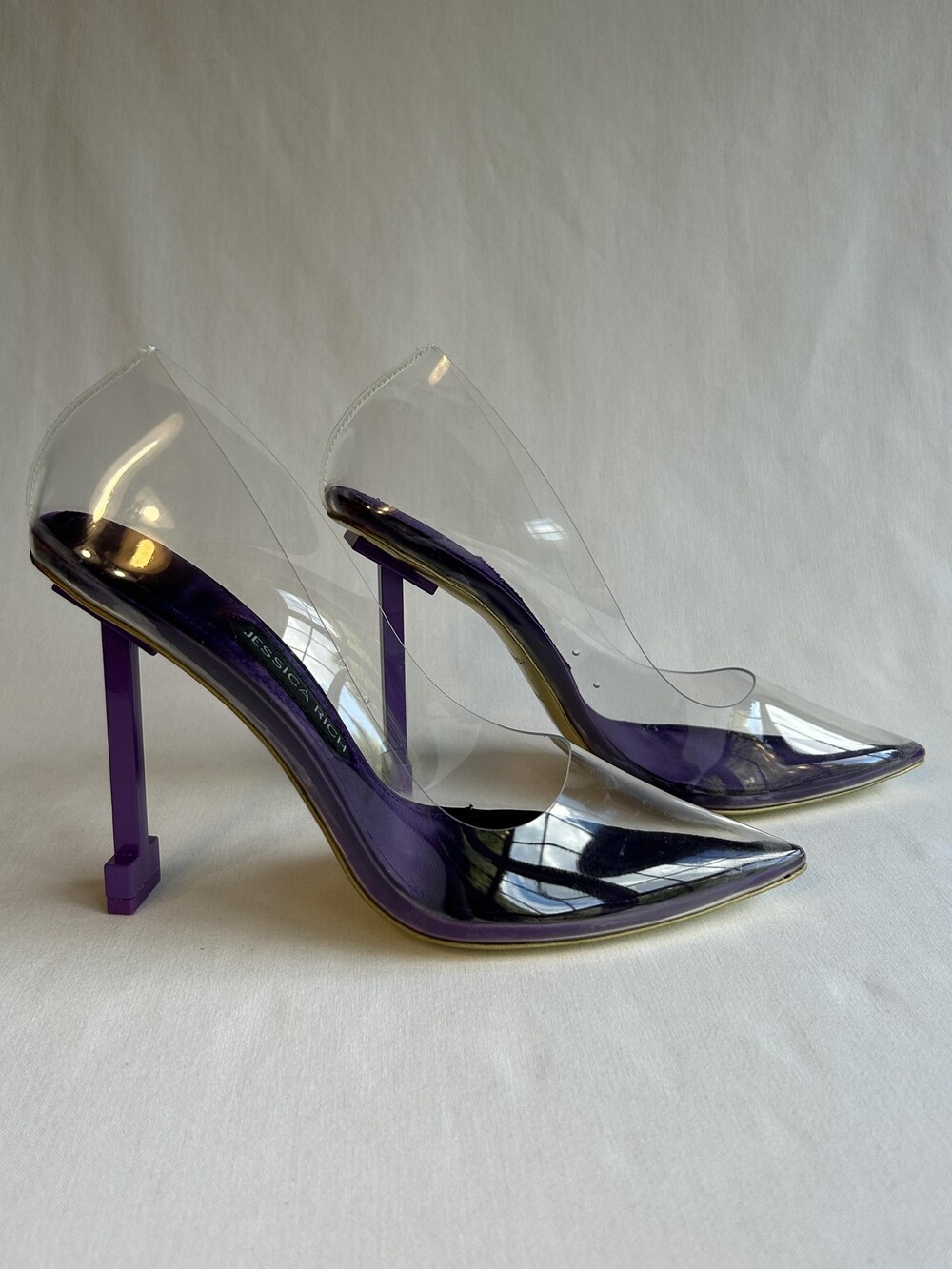 Jessica Rich Shoes Size 41 Clear PVC Purple Pointed Toe Heels So Fancy